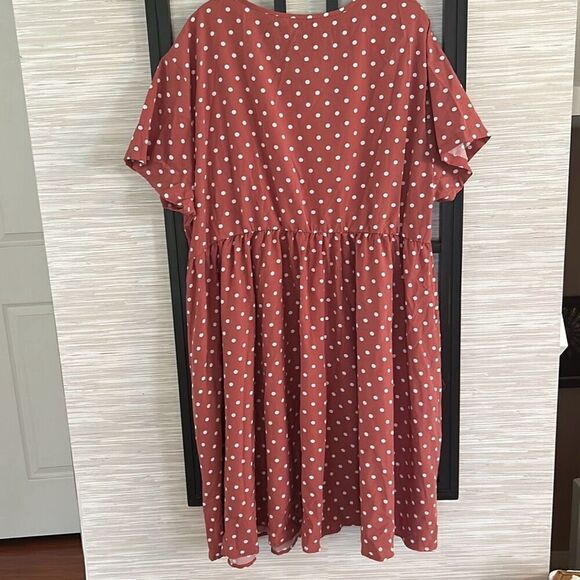 Nemidor mauve polkadot short sleeve dress size 22 plus size (missing belt) - Picture 5 of 5
